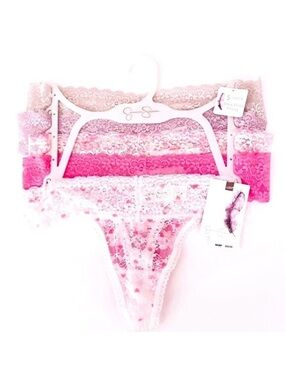 NWT Jessica Simpson Sz M 5 Stretchy Lace Colorful Ultra Flirt Panties Pack